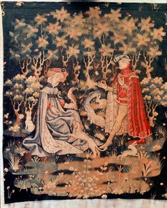 勇敢な場面、心の贈り物（タペストリー、c.1400-1410 作： Unknown artist