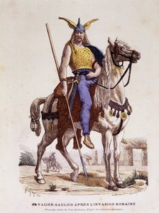 ローマ帝国侵攻後のガリア人騎兵 - "Costumes de Paris through the centuries" にて 作： Unknown artist