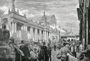 ドイツ帝国または第二帝国（1871年～1918年）。ベルリン市場広場での社会主義者のデモ（2月25日 作： Unknown artist