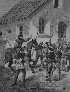ドイツ農民戦争（1524-1526）：フォイエルバッハーと反乱農民、フォイエルバッハーは農民戦争における農民の指導者であった。 作： Unknown artist