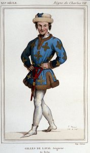 Gilles de Rais (Retz ou Rays) (1404-1440), ジョアン・オブ・アークの腕の仲間。19世紀のエングレーヴィング「La france historique」より 作： Unknown artist