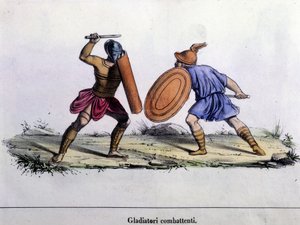 グラディエーターの戦い19世紀のエングレービング。