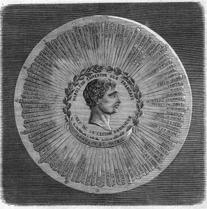 1804年、ナポレオン1世ボナパルト（1769-1821）の大判。"フランスのナポレオン皇帝、レジオン・ドヌール勲章の長。名誉と祖国」。The Illustrious Universe "に掲載されている図版 作： Unknown artist