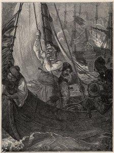 ギリシャ独立戦争 1821年～1829年：キオス島手前でトルコ艦隊の旗艦を焼くコンスタンティヌス（コンスタンティノス）・カナリス（Konstantinos Canaris