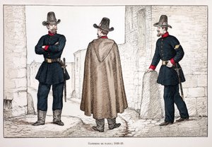ガーディアンズ・オブ・ザ・ピース（1848-1849）。アルフレッド・レイ(1864-?)とルイ・フェロンによるセーヌ川警部のルイ・ルピーヌ(1846-1933)の後援で出版された本「平和の戦士たちの歴史」の挿絵のためのカラー・エッチング。 作： Unknown artist