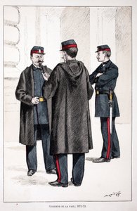 ガーディアンズ・オブ・ザ・ピース（1871年～1873年）。アルフレッド・レイ(1864-?)とルイ・フェロンによるセーヌ川警部のルイ・ルピーヌ(1846-1933)の後援で出版された本「平和の戦士たちの歴史」の挿絵のためのカラー・エッチング。