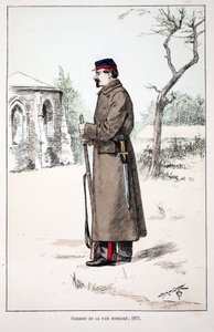 平和の守護者たちの動員（1871年）。アルフレッド・レイ(1864-?)とルイ・F・レピーヌ(1846-1933)がセーヌ川の警察署長を務めた際に出版された本「平和の守護者たちの歴史」の挿絵。 作： Unknown artist