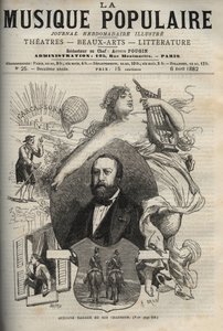 Gustave Nadaud (1820-1893), フランスのソングライターと彼の曲 - 輝かしい週刊紙「La musique populaire」に掲載された彫刻 - 1882年 作： Unknown artist