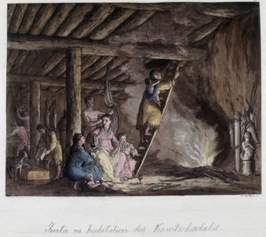 シベリア、カムチャッカダレス族の居住地。"古今東西の衣装 "にて 作： Unknown artist