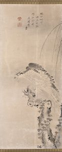 鷹と獲物（紙にインク） 作： Unknown artist