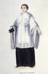 1578年にヘンリー3世によって設立された軍事的・宗教的な聖霊の騎士団（Order of the Holy Spirit）のホスピタリテラー。19世紀のエングレーヴィング。ミラノのPrivate Coll. 作： Unknown artist