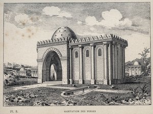 ペルシャ人の居住 - 1889年の「1889年万国博覧会における人間の居住に関する歴史（シャルル・ガルニエ氏著）」に掲載された1889年の刻印 作： Unknown artist