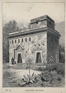 インカの住居-1889年の彫刻「1889年の万国博覧会における人間の住居の歴史（シャルル・ガルニエ氏著）」-1889年パリ中央美術出版社刊