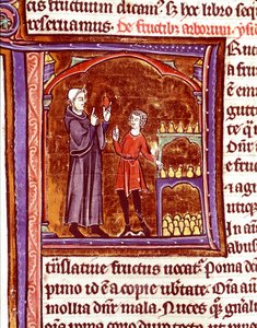 洋梨の保存方法 Vincent de Beauvais (1184/94-1264) の写本「歴史的鏡」のミニチュア 13世紀 Laon, municipal library. 作： Unknown artist