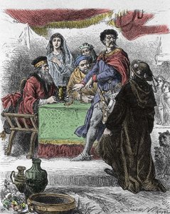 スコットランドの作家、ウォルター・スコット（1771-1832）の『アイヴァンホー』の挿絵。アイヴァンホーは、サクソンの騎士ブライアン・ド・ボワ・ギルバートの挑戦を受ける。 作： Unknown artist