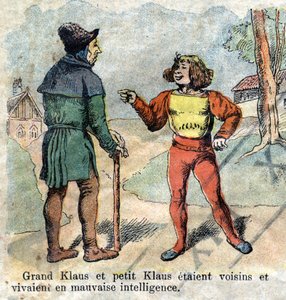 ハンス・クリスチャン・アンデルセン（1805-1875）の物語「大クロースと小クロース」（クラウス）の19世紀後半の挿絵。 作： Unknown artist