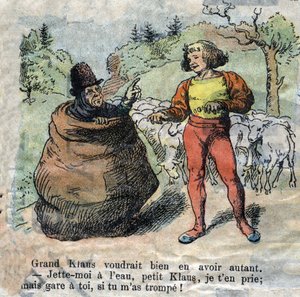 ハンス・クリスチャン・アンデルセン（1805-1875）の物語「大クロースと小クロース」（クラウス）の19世紀後半の挿絵。 作： Unknown artist