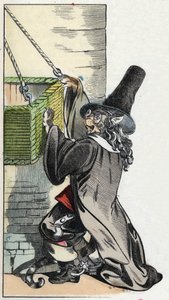 ジャン・ド・ラ・フォンテーヌの寓話を描いた物語「恐ろしいラミナグロビスとネズミたち」の挿絵。小さな子供たちのための家の物語」の中で。19世紀のアノニマス・エングレーヴィング。