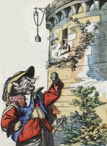 ジャン・ド・ラ・フォンテーヌの寓話を描いた物語「恐ろしいラミナグロビスとネズミたち」の挿絵。小さな子供たちのための家の物語」の中で。19世紀のアノニマス・エングレーヴィング。 作： Unknown artist