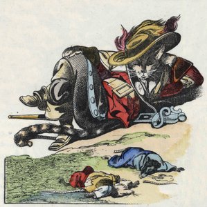 ジャン・ド・ラ・フォンテーヌの寓話を描いた物語「恐ろしいラミナグロビスとネズミたち」の挿絵。小さな子供たちのための家の物語」の中で。19世紀のアノニマス・エングレーヴィング。 作： Unknown artist