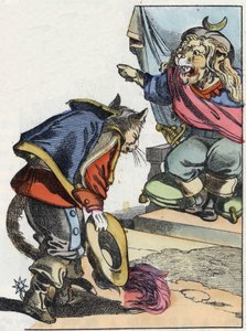 ジャン・ド・ラ・フォンテーヌの寓話を描いた物語「恐ろしいラミナグロビスとネズミたち」の挿絵。小さな子供たちのための家の物語」の中で。19世紀のアノニマス・エングレーヴィング。 作： Unknown artist