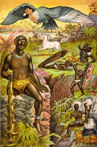 アフリカの迷信を描いたイラスト「African superstitions illustrated」（サイクロプス、ユニコーン...）1889年頃。 作： Unknown artist