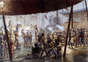 インドの文化と文明。インド、クリシュナの愛の饗宴1808年のエングレーヴィング。 作： Unknown artist
