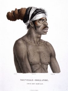 ニューホランドの先住民族「クール・ルー・バリ・ガル」-レスールとピアの「南方発見の旅」より 作： Unknown artist