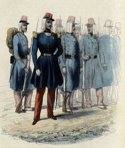 1830年にアルジェリアで活躍したフランス軍の歩兵、将校、下士官、兵士、Leon Galibert著「L