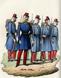アフリカのフランス軍の歩兵。1830年にアルジェリアで将校、下士官、兵士が活躍。Storia d