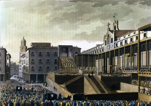 スペイン・ブルゴスの公共広場での異端審問風景。16世紀。 作： Unknown artist