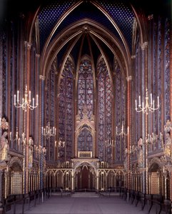 パリのサント・シャペルの内観：高い礼拝堂、建築 作： Unknown artist