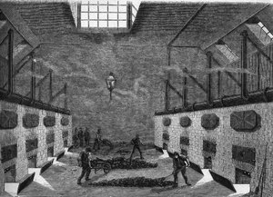 ガス工場の内観。1860年から1861年に描かれたもの。