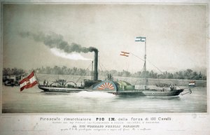 イタリアの蒸気船タグPio IX（19世紀のプリント 作： Unknown artist