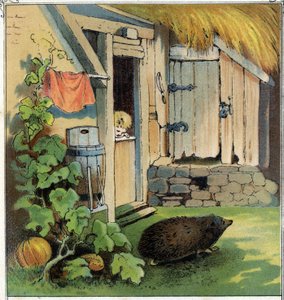 家の中庭を横切るヘリソンを観察するジャック。1885年頃、Guerin-Muller編「子供の情景」からのクロモリトグラフ。1885年頃、Guerin - Muller編。 作： Unknown artist