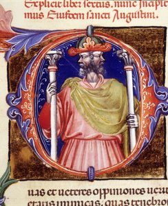 ヤヌス（ローマ神話の神）、2つの反対側の顔 - 15世紀初頭、聖アウグスティヌスの「De civitate dei」の手稿より。リミニの市立図書館。 作： Unknown artist