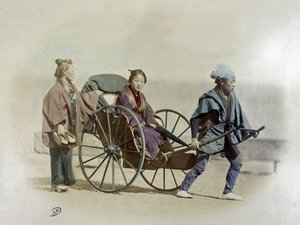 日本の人力車、1900年頃 作： Unknown artist