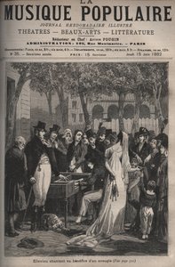 1801年、シャンゼリゼ通りで盲人のために歌うジャン・エルヴィウ（1769-1842） - 週刊誌「La musique populaire」に掲載された彫刻 - 1882年 作： Unknown artist