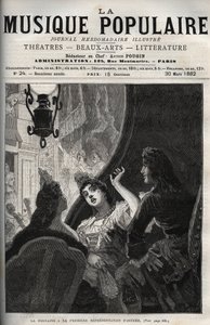 パスカル・コラッセ（Colasse）（1649-1709）のオペラ「Astree」の初演でのジャン・ド・ラ・フォンテーヌ（ラフォンテーヌ） - 週刊輝かしい新聞「La musique populaire」に掲載された彫刻 - 1882年 作： Unknown artist