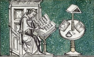 バラのロマンスを構成するジャン・ド・メン、1380年頃（ミニチュア） 作： Unknown artist