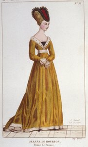 ジャンヌ・ド・ブルボン（1338-1378）。1364年から1378年までフランスの女王。1830年に描かれた版画