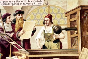 Johannes Gensfleisch Gutenberg (1400-1468). 1440年頃。19世紀のクロモリトグラフ。 作： Unknown artist