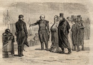 ジュール・デュモン・デュルヴィル（1790-1842）がイギリスでシャルル10世と王室を運転する 1830年8月16日 - "Dictionnaire populaire illustrious" - 1864年 - Joseph Decembre と Edmond Allonier によるエングレーヴィング。 作： Unknown artist