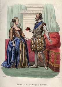 フランス王アンリ4世（Henry IV）（1553-1610）と愛人のガブリエル・デストリーズ（Gabrielle d