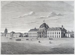シャン・ド・マルスから見たエコール・ミリテール・デ・アンヴァリッド - 1830年頃の版画 作： Unknown artist