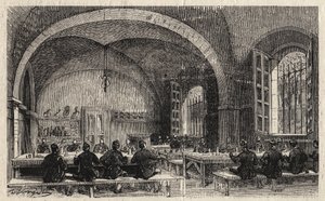 1873年のパリのエコール・ポリテクニーク - Le refectoire - "Le monde illustrious "に掲載された1873年のエングレーヴィング。