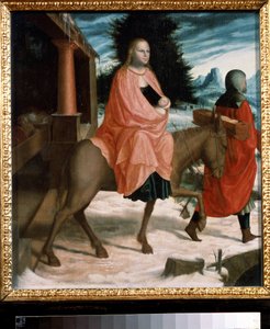 「エジプトへの逃避」（エジプトへの逃避） 15世紀の正体不明の画家による絵画。 プーシキン美術館、モスクワ 作： Unknown artist