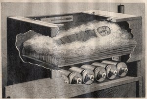 人工母性：子供の孵化器 - 「フランスの科学」誌に掲載された版画 作： Unknown artist