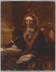 1843年12月29日の戦闘に参加したことでこの勲章を受けた4人の女性のうちの1人、マハラジャプール・スターを身につけたゴフ夫人（油彩・板絵 作： Unknown artist