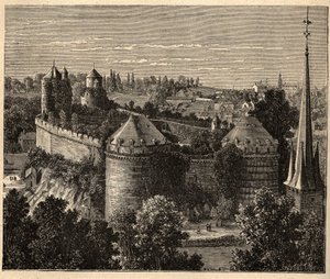 フランス・ブルターニュ地方のフーゲル・シャトーに「PATRIE」の刻印、ルシアン・ユアードの「DESCRIPTION PECTUREQUIREQUE DE LA FRANCE EN 6 VOLUES」、19世紀末。 作： Unknown artist